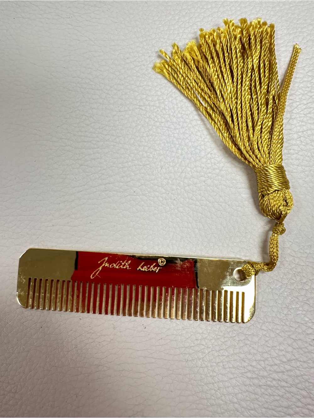 Judith Leiber Gold and Red Pocket Comb with Tassel